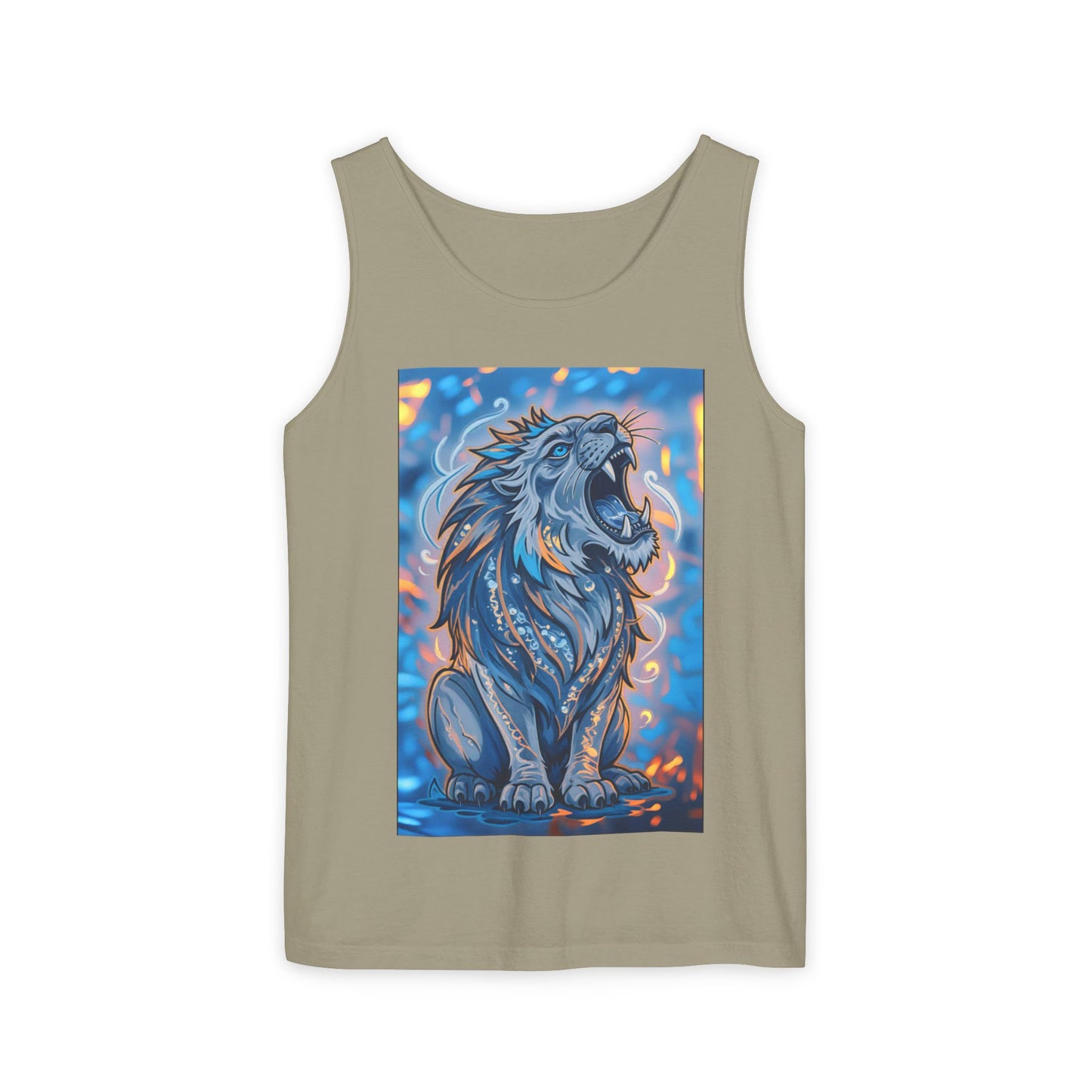 Fierce Lion Artwork Tank Top | Unisex Summer Tee, Perfect Gift for Animal Lovers, Casual Wear, Festival Outfit, Art Clothing