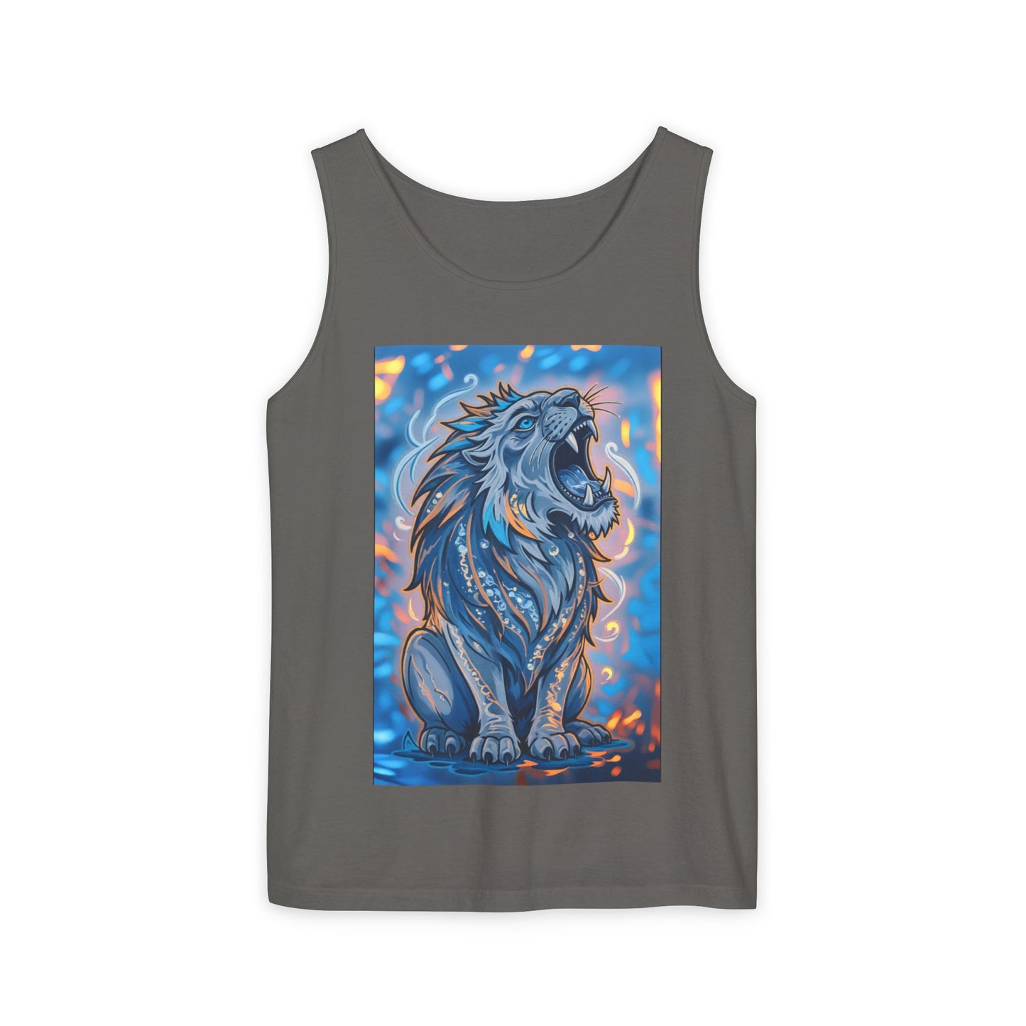 Fierce Lion Artwork Tank Top | Unisex Summer Tee, Perfect Gift for Animal Lovers, Casual Wear, Festival Outfit, Art Clothing