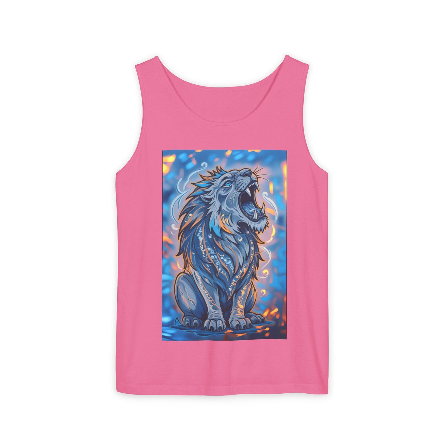 Fierce Lion Artwork Tank Top | Unisex Summer Tee, Perfect Gift for Animal Lovers, Casual Wear, Festival Outfit, Art Clothing