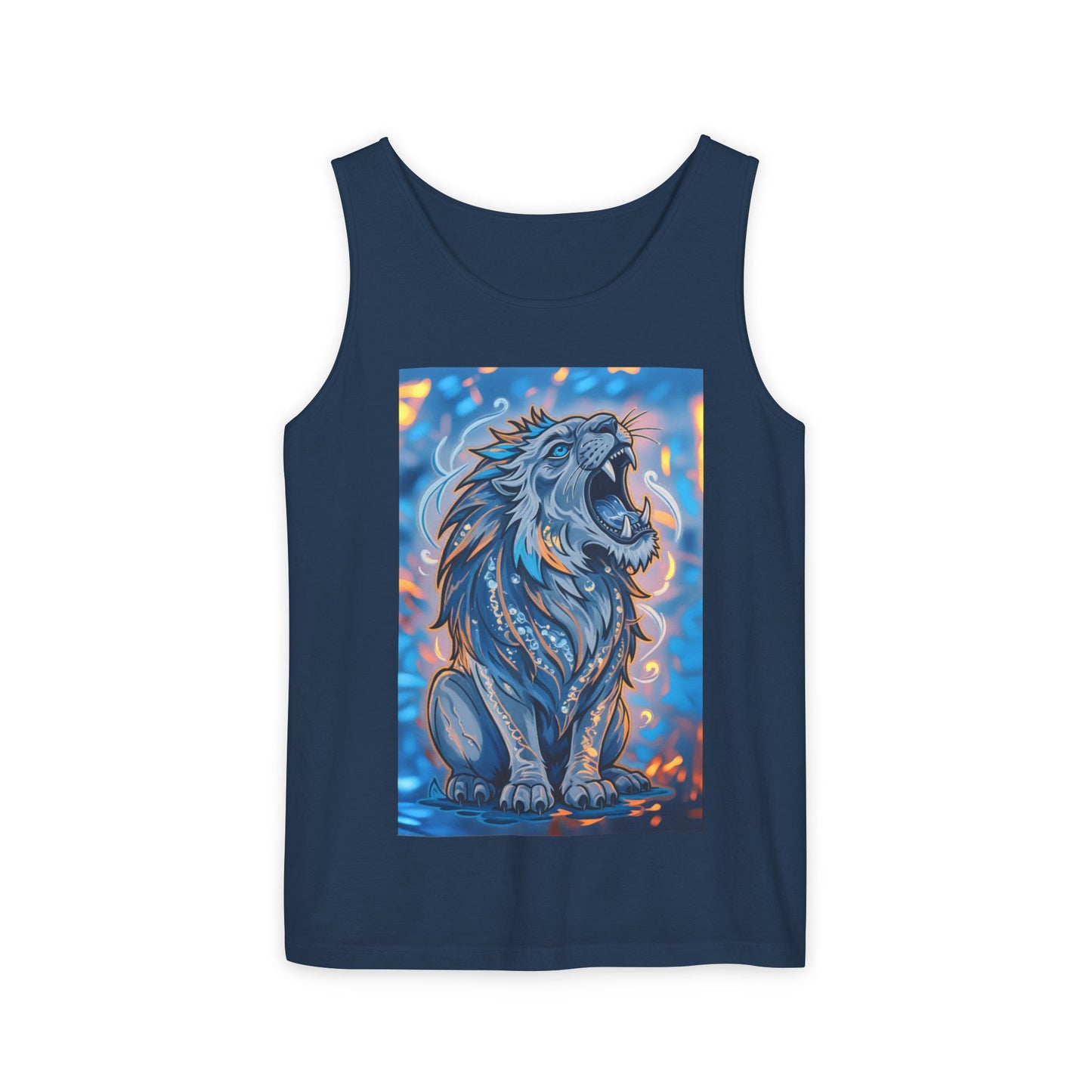 Fierce Lion Artwork Tank Top | Unisex Summer Tee, Perfect Gift for Animal Lovers, Casual Wear, Festival Outfit, Art Clothing