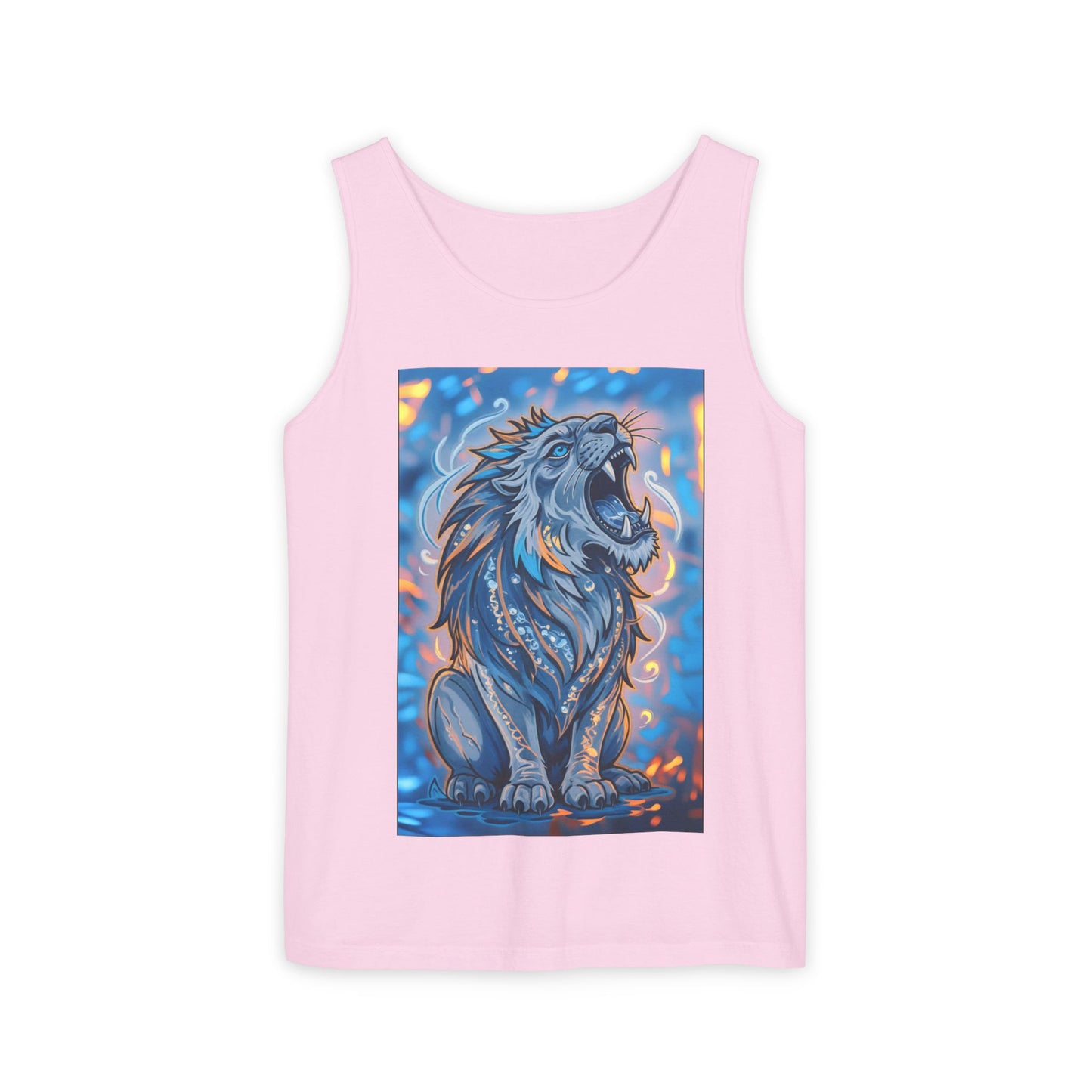 Fierce Lion Artwork Tank Top | Unisex Summer Tee, Perfect Gift for Animal Lovers, Casual Wear, Festival Outfit, Art Clothing
