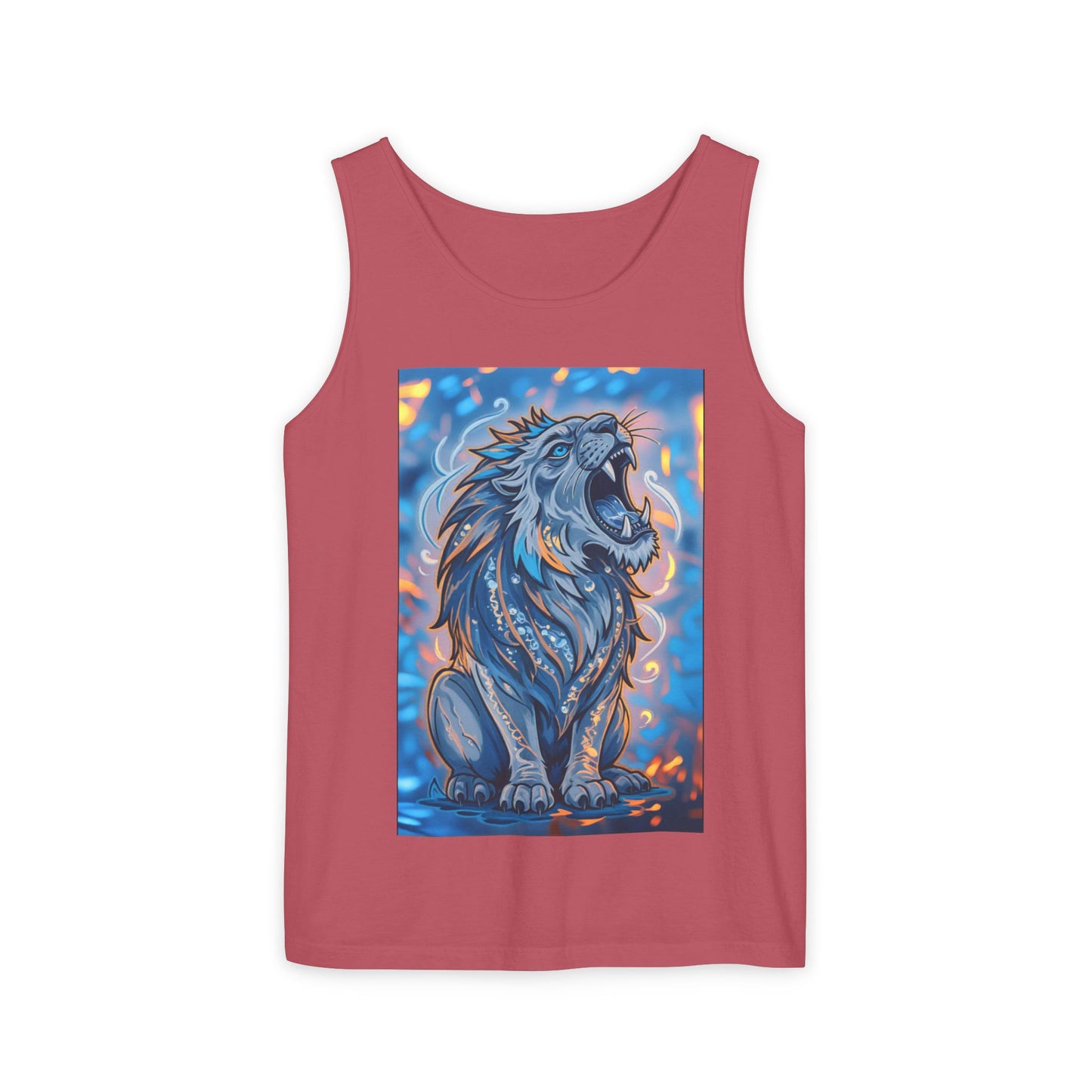 Fierce Lion Artwork Tank Top | Unisex Summer Tee, Perfect Gift for Animal Lovers, Casual Wear, Festival Outfit, Art Clothing