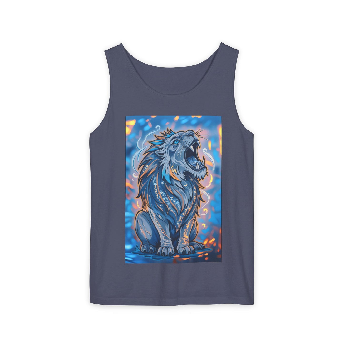 Fierce Lion Artwork Tank Top | Unisex Summer Tee, Perfect Gift for Animal Lovers, Casual Wear, Festival Outfit, Art Clothing