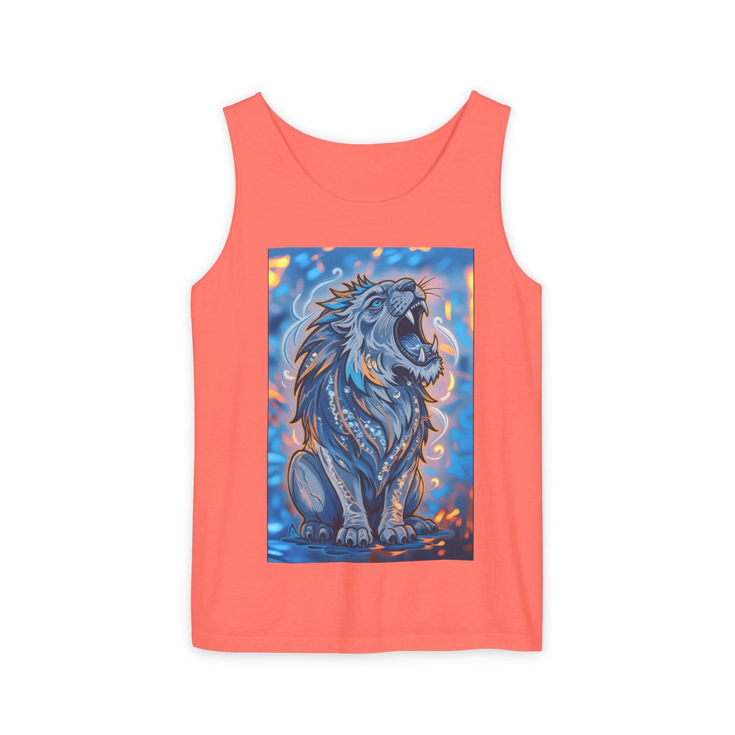 Fierce Lion Artwork Tank Top | Unisex Summer Tee, Perfect Gift for Animal Lovers, Casual Wear, Festival Outfit, Art Clothing