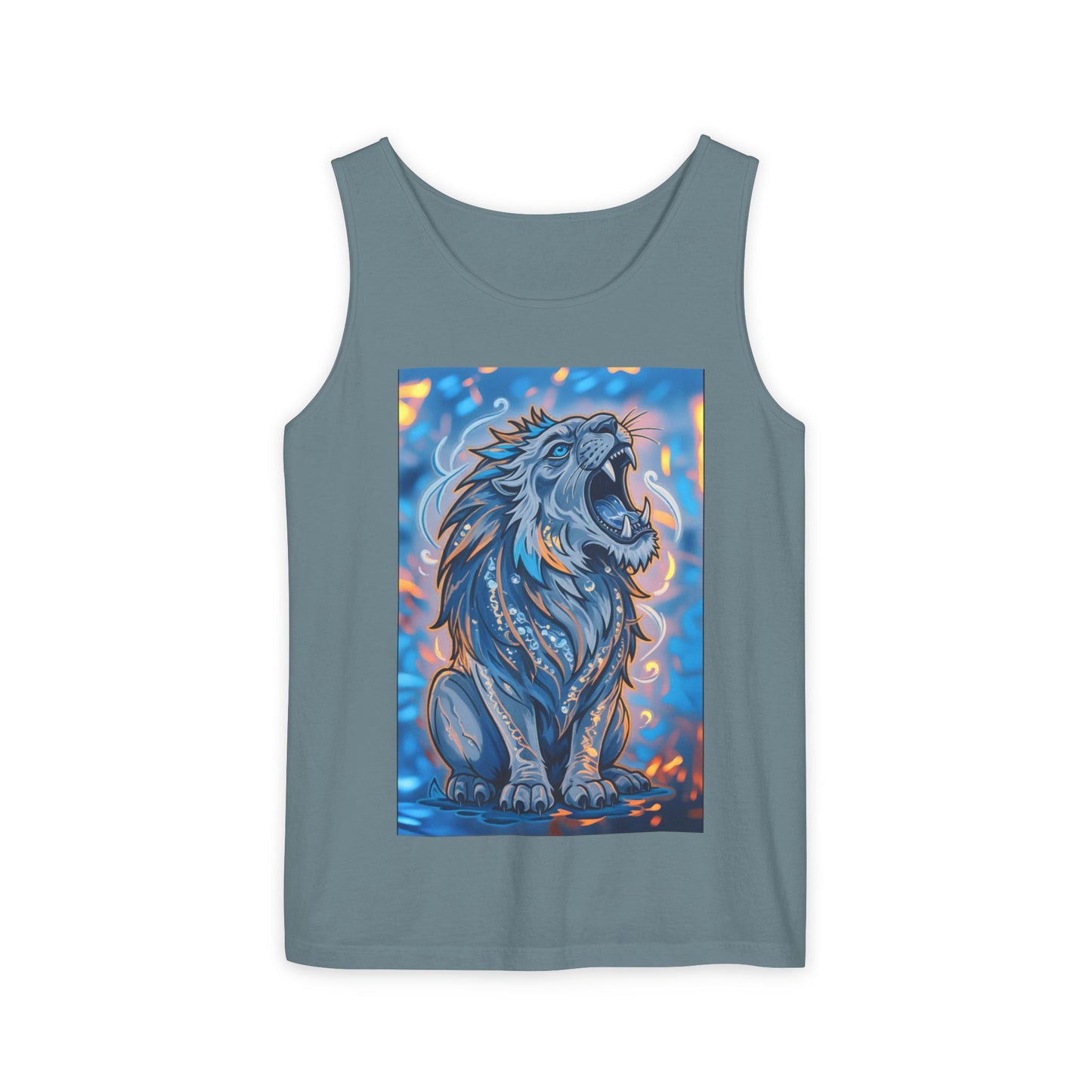 Fierce Lion Artwork Tank Top | Unisex Summer Tee, Perfect Gift for Animal Lovers, Casual Wear, Festival Outfit, Art Clothing