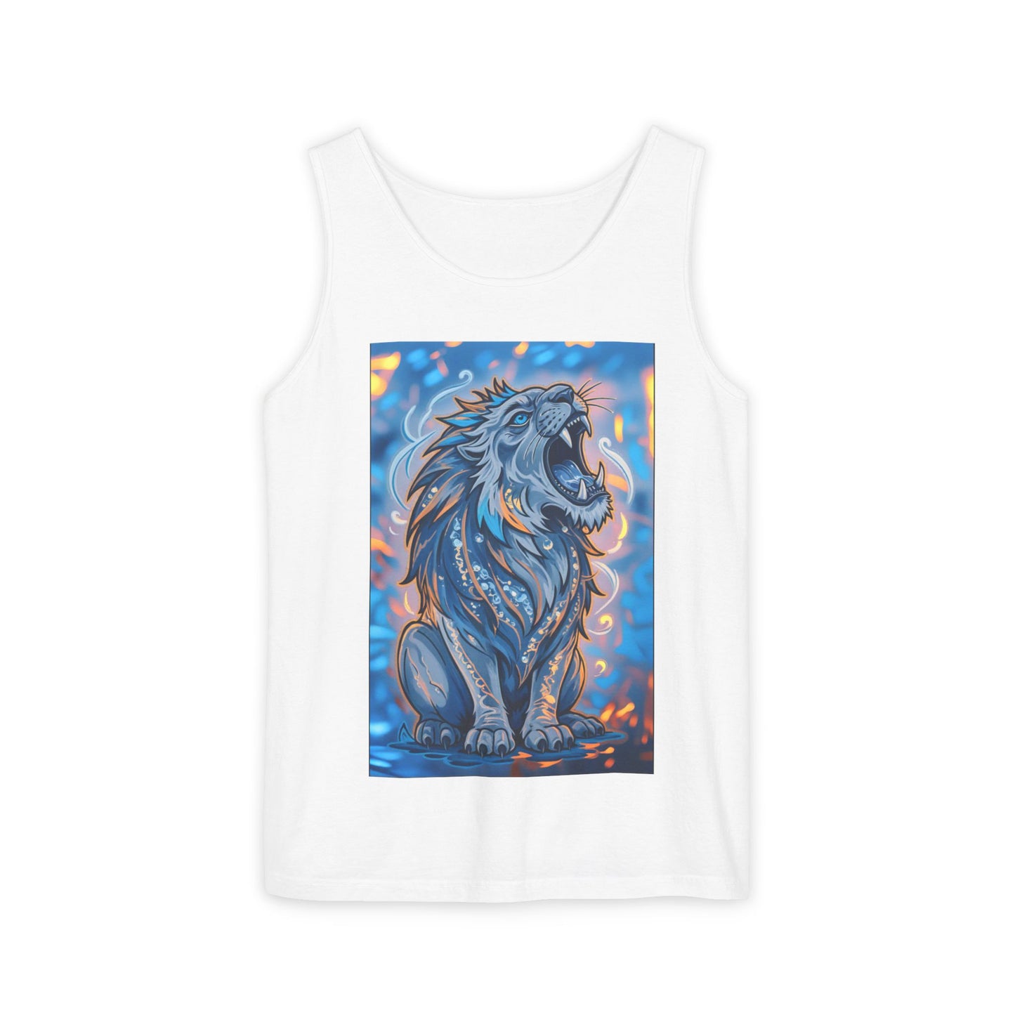 Fierce Lion Artwork Tank Top | Unisex Summer Tee, Perfect Gift for Animal Lovers, Casual Wear, Festival Outfit, Art Clothing