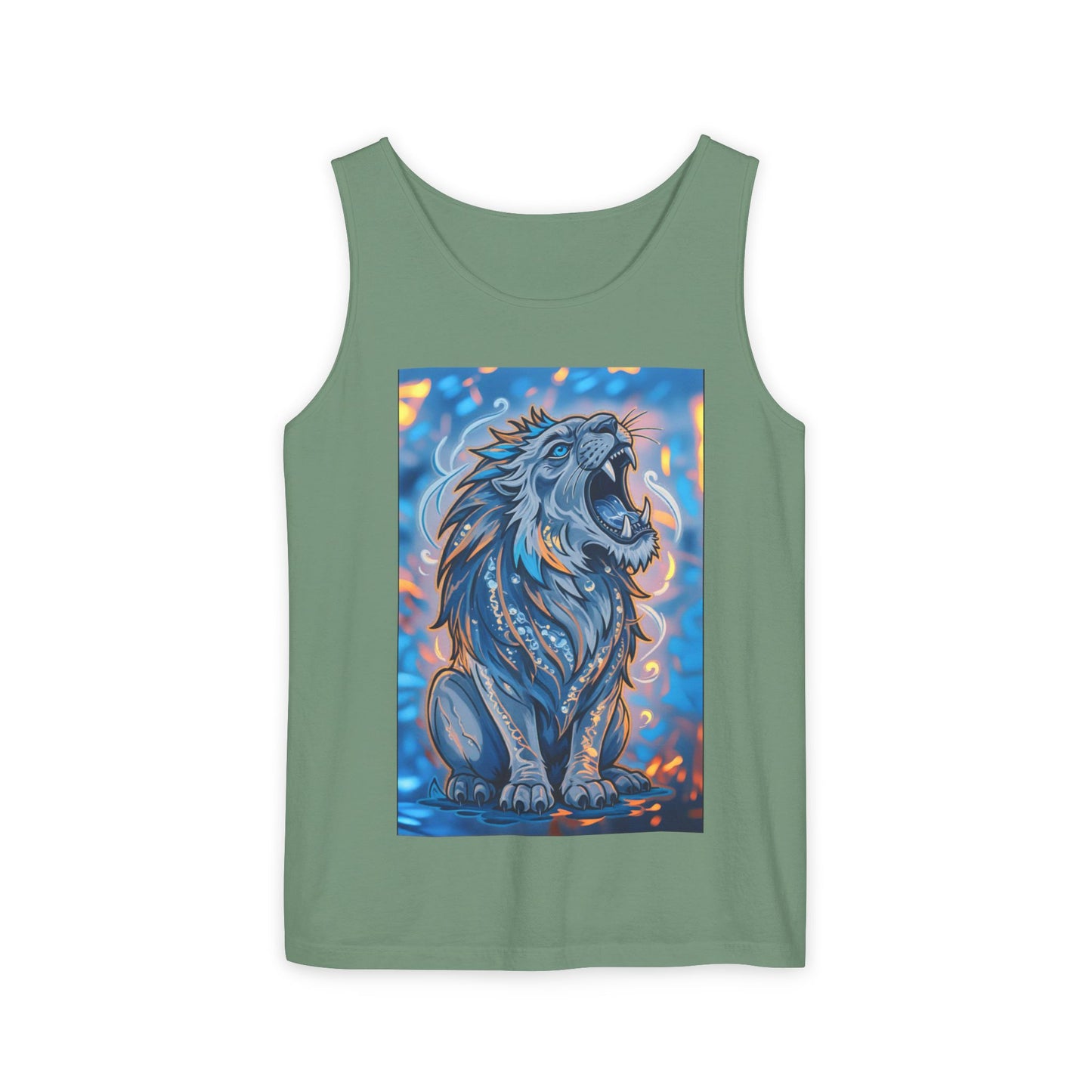 Fierce Lion Artwork Tank Top | Unisex Summer Tee, Perfect Gift for Animal Lovers, Casual Wear, Festival Outfit, Art Clothing