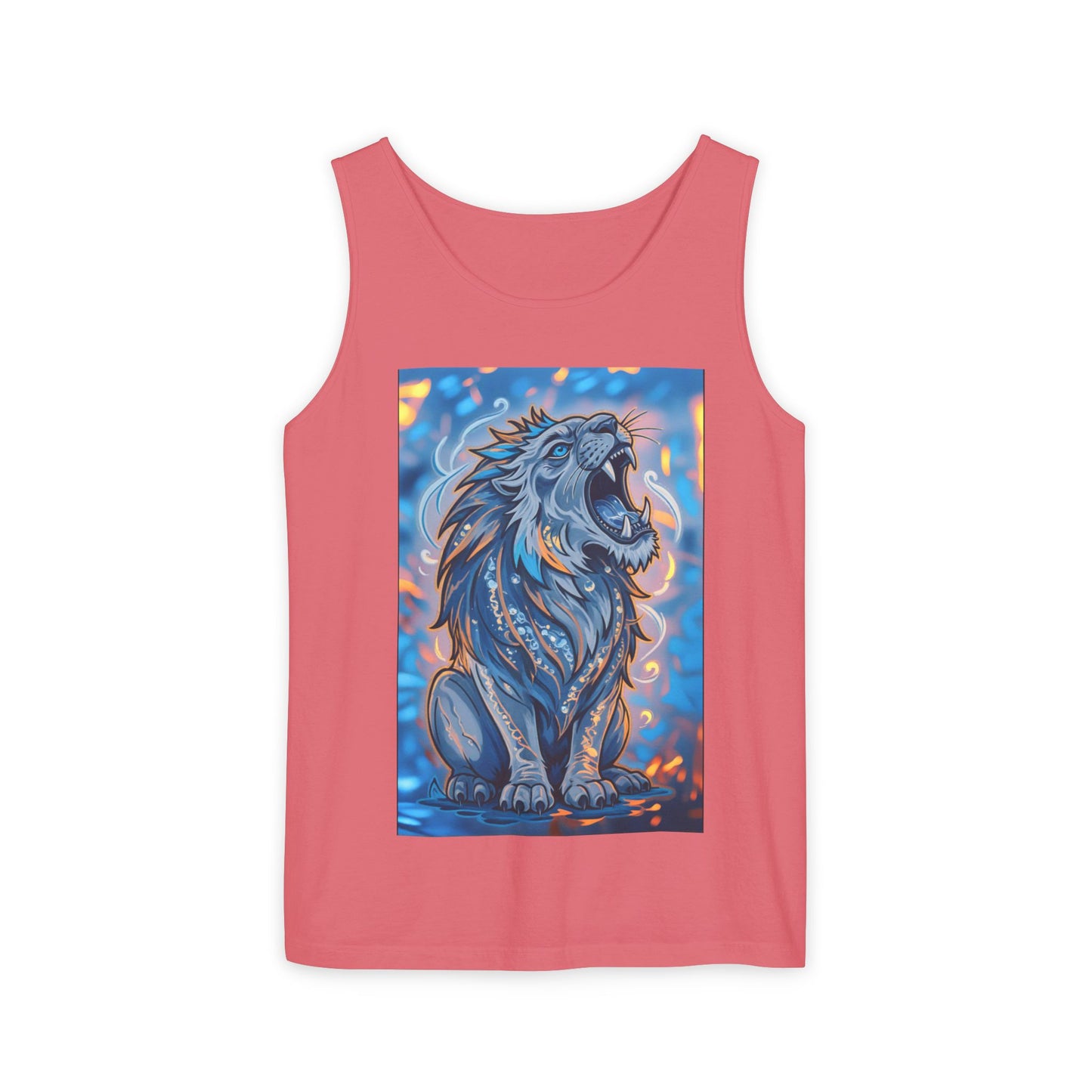 Fierce Lion Artwork Tank Top | Unisex Summer Tee, Perfect Gift for Animal Lovers, Casual Wear, Festival Outfit, Art Clothing