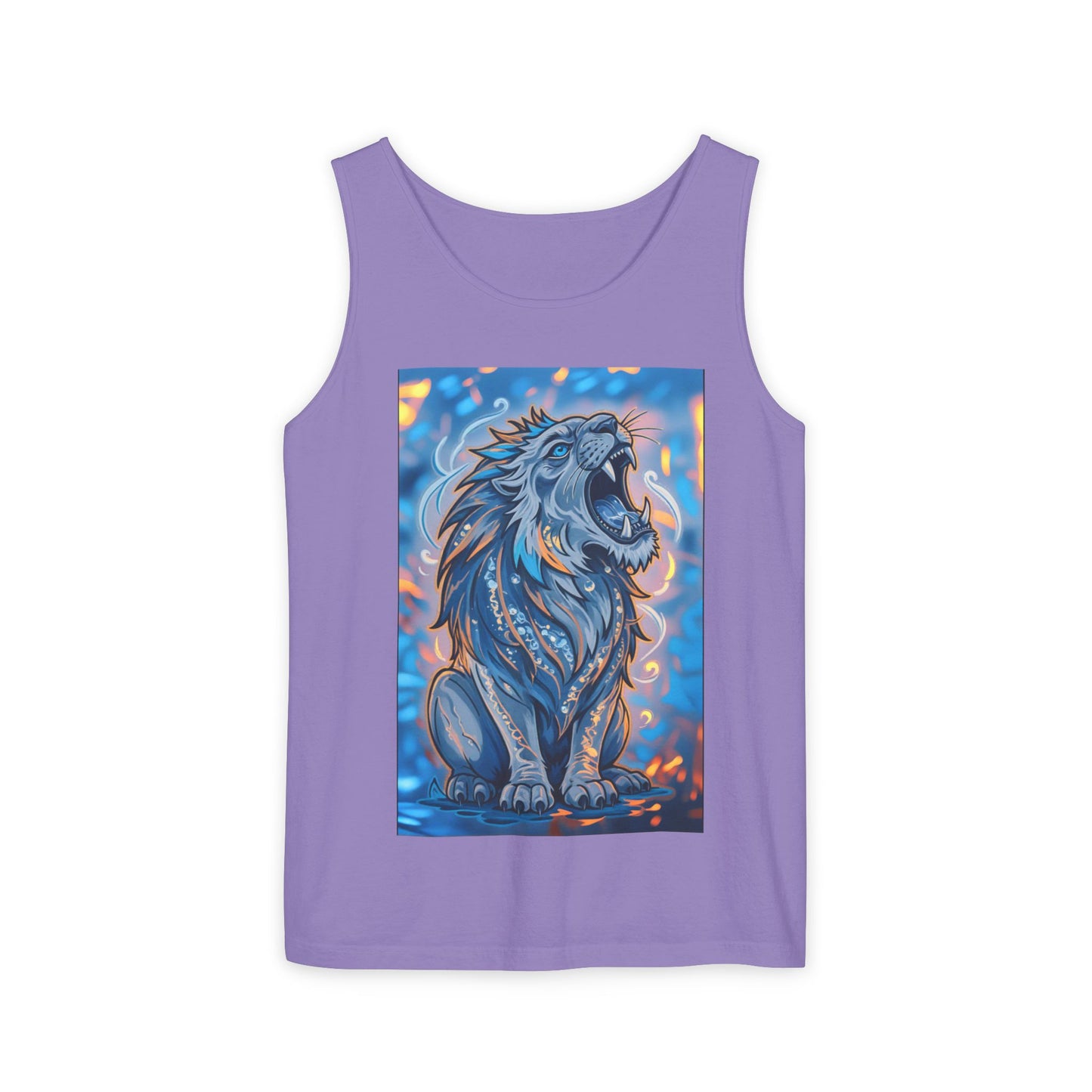 Fierce Lion Artwork Tank Top | Unisex Summer Tee, Perfect Gift for Animal Lovers, Casual Wear, Festival Outfit, Art Clothing
